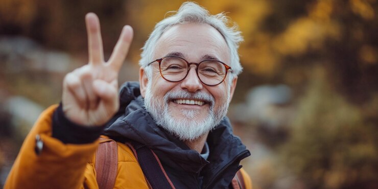 un hombre con gafas y barba está sonriendo y usando gafas