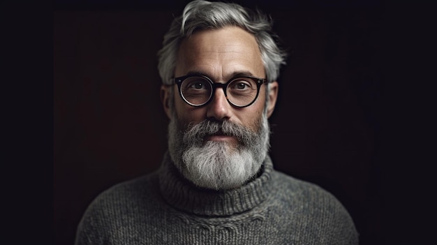 Un hombre con gafas y barba con suéter