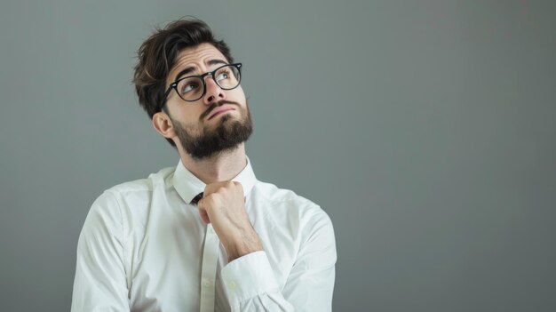 Hombre de gafas con camisa blanca y corbata