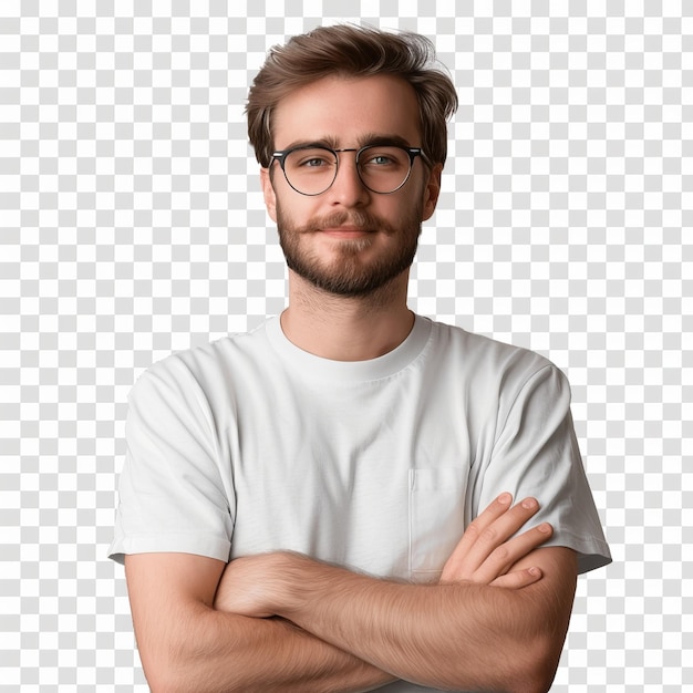 Hombre con gafas y camisa blanca