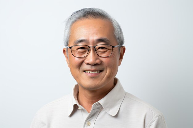 Un hombre con gafas y una camisa blanca.