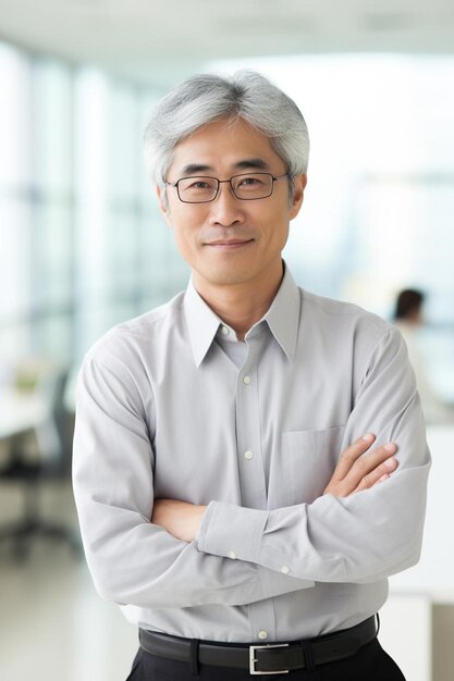 Foto un hombre con gafas y una camisa que dice la palabra en ella