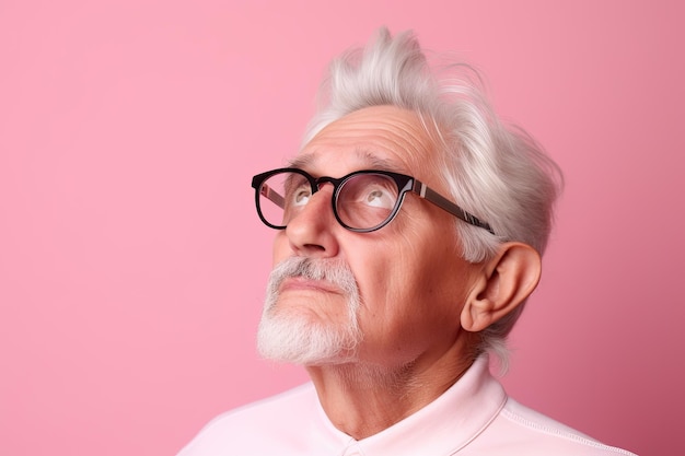 Un hombre con gafas y una camisa rosa IA generativa