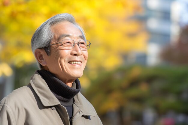 un hombre con gafas y una chaqueta sonriendo