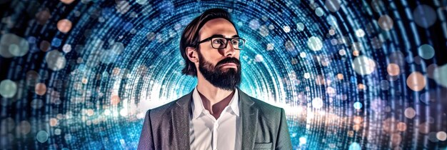 Un hombre con gafas Cómo el SEO puede mejorar sus datos en Internet Redes de información