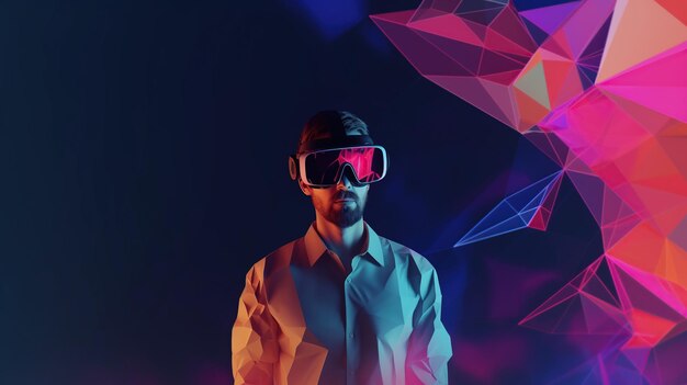 Hombre en gafas ilustración universo virtual