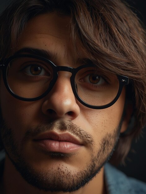 un hombre con gafas con un marco negro y un marco negro