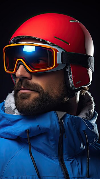 Foto hombre con gafas de nieve