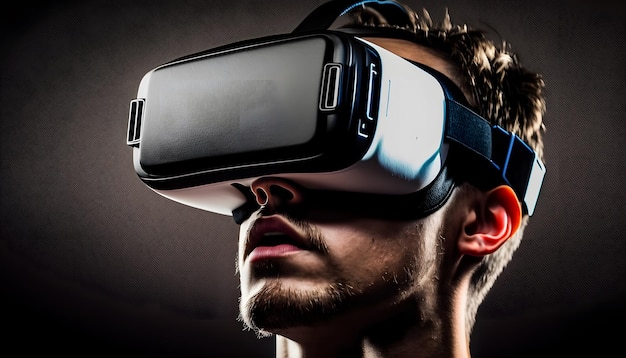 Un hombre con gafas de realidad virtual