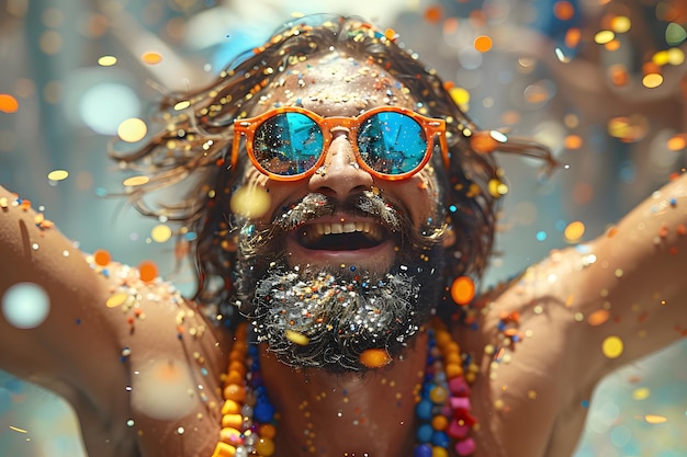 Hombre con gafas de sol con cuentas alrededor de su cuello IA generativa