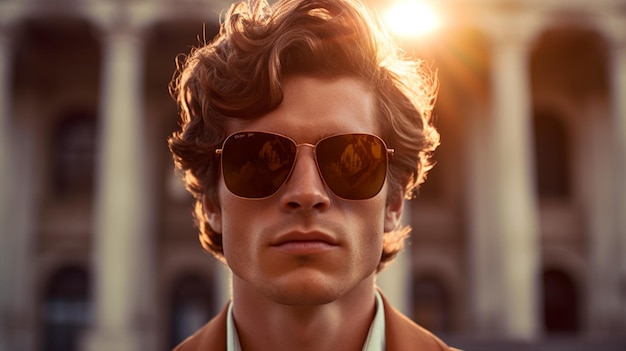 Foto un hombre con gafas de sol que dice en el frente