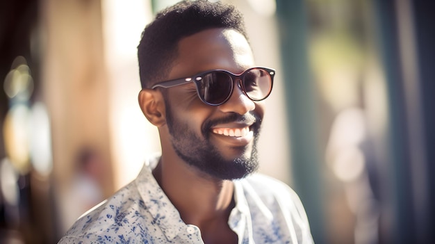 Un hombre con gafas de sol sonríe a la cámara.