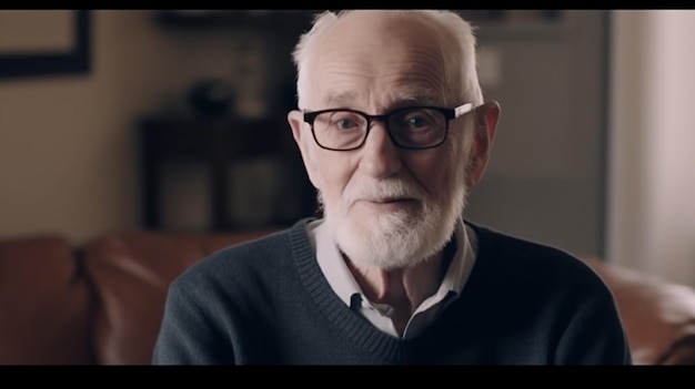 Un hombre con gafas y un suéter con la palabra amor.