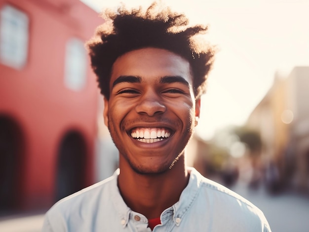 Un hombre con una gran sonrisa en su rostro.