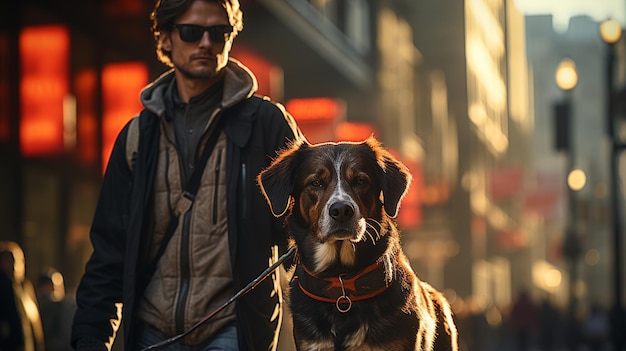 Hombre guapo con perro.