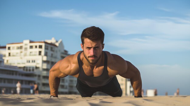 Hombre guapo con seis paquetes de entrenamiento corporal