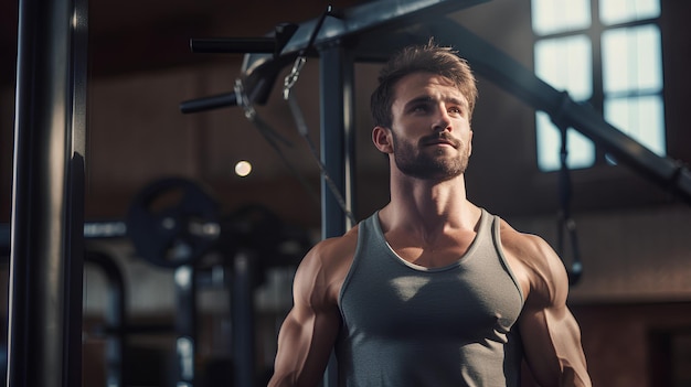 Hombre guapo con seis paquetes de entrenamiento corporal