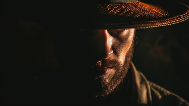 Hombre guapo con sombrero de vaquero AI generativa AI generada