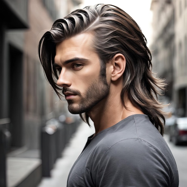 hombre guapo con un traje elegante hombre guapo con un corte de pelo largo y un corte de pelo elegante hombre guapo ingenio