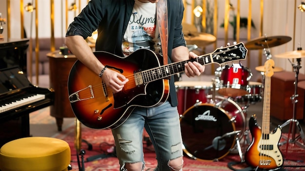 Hombre con una guitarra clásica