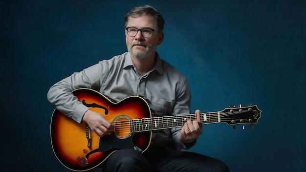 Hombre con una guitarra clásica