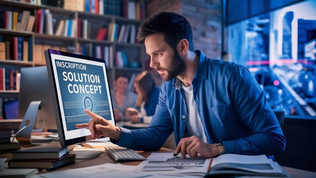 Hombre hace clic en el concepto de solución de inscripción