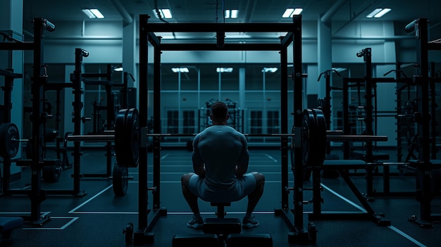 Foto un hombre hace ejercicio con equipos de ejercicio en un gimnasio moderno