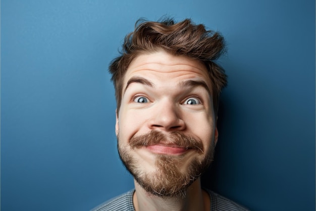 Hombre haciendo una cara graciosa con los ojos bien abiertos IA generativa