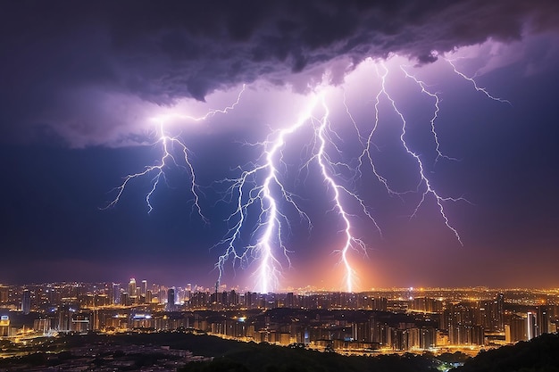 Hombre hecho de iluminación eléctrica efecto tormenta de trueno