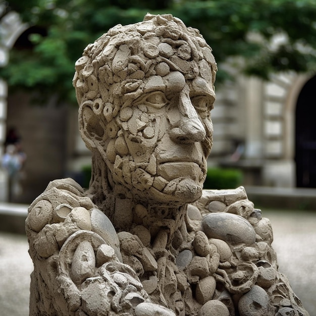 Hombre de hierba escultura verde de un hombre hecho de muchas hojas estatua inusual