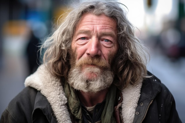 Hombre sin hogar pidiéndote cambio en la calle creado con ai generativo