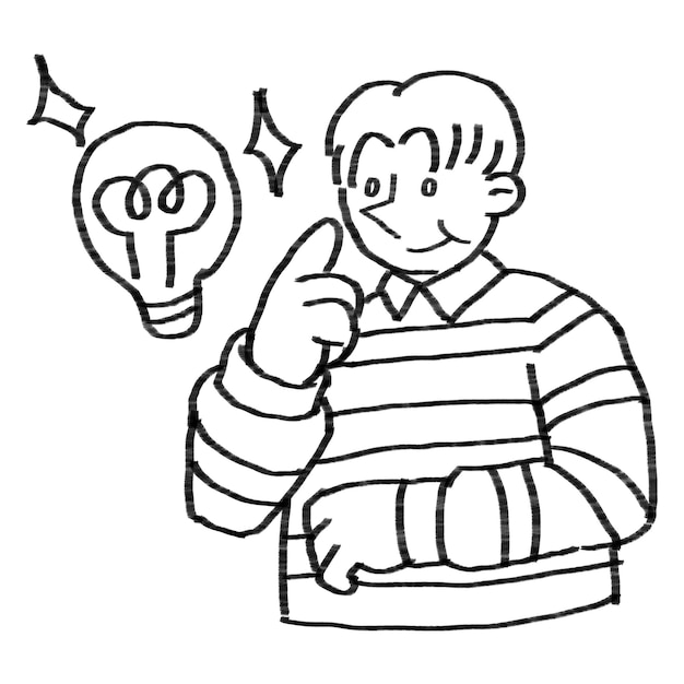 Hombre con idea personaje png garabateo fondo transparente