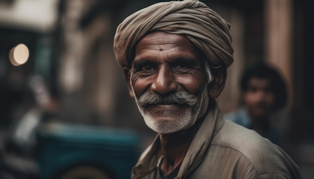 Hombre indio sonriente mirando a la cámara