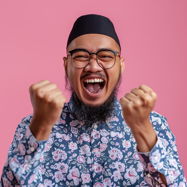 Foto hombre indonesio feliz