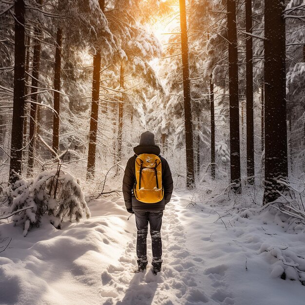 Foto hombre en invierno cálido