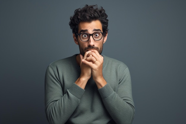 Hombre joven que se ve elegante con ropa casual y gafas de IA generativa