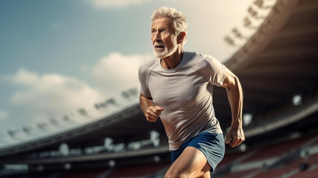 Hombre jubilado corriendo atleta masculino Ilustración generativa de IA