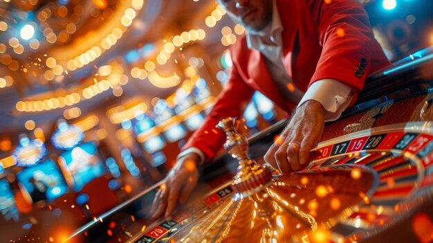 El hombre jugando al juego del casino