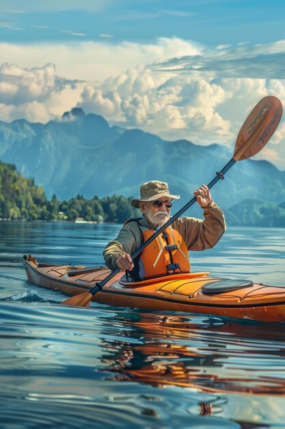 hombre en kayak IA generativa