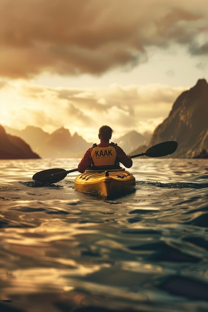 Foto hombre en kayak ia generativa