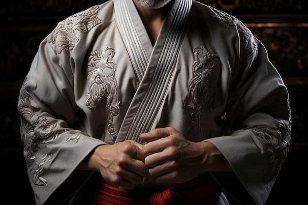 hombre con kimono blanco