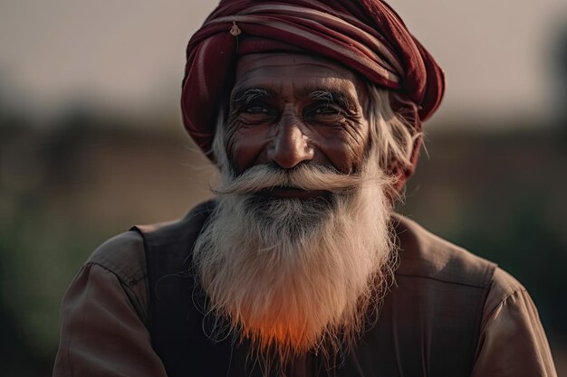 Un hombre con una larga barba que lleva un turbante