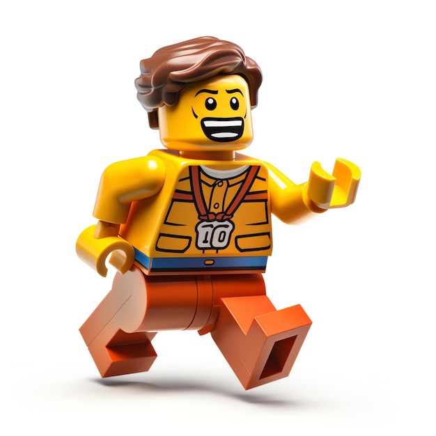 un hombre de lego corriendo