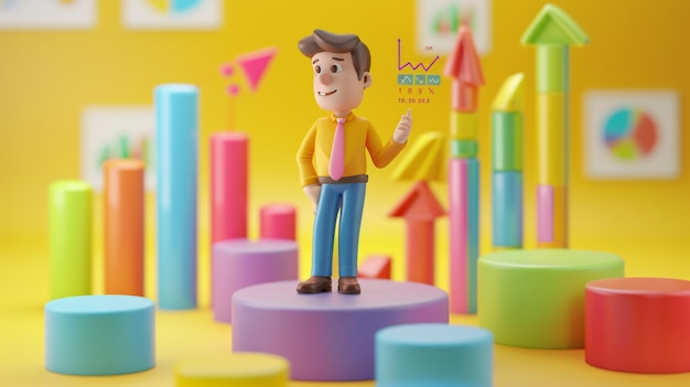 un hombre de lego está de pie en un círculo de círculos de colores