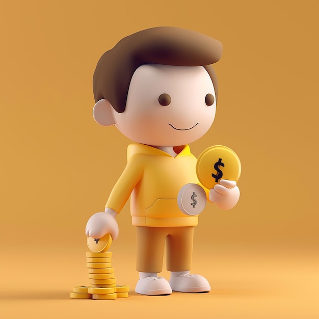 un hombre de lego con una moneda y una moneda de oro