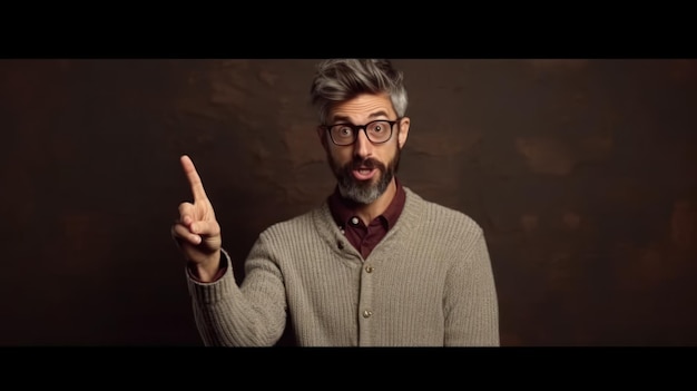 Un hombre con lentes y un suéter que dice 'soy un hombre'