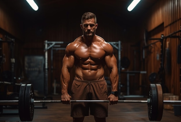 un hombre levantando pesas en un gimnasio