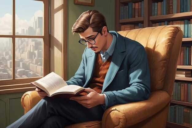 El hombre leyendo la ilustración