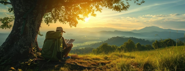 Hombre leyendo un libro bajo un árbol