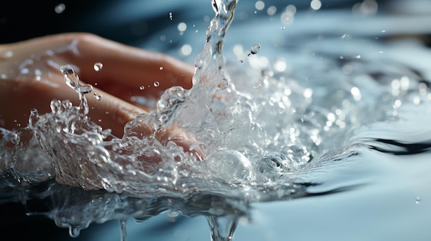 Un hombre limpia la mano con agua vista de cerca